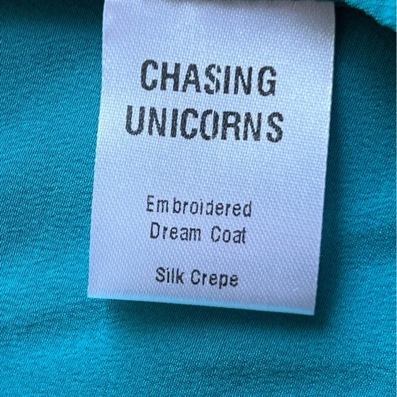Chasing Unicorns Turquoise & Gold silk embroidered queen of hearts dream coat OS - Picture 9 of 11